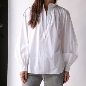 Nili Lotan Mattie Blouse White Cotton Long Sleeve Size XS